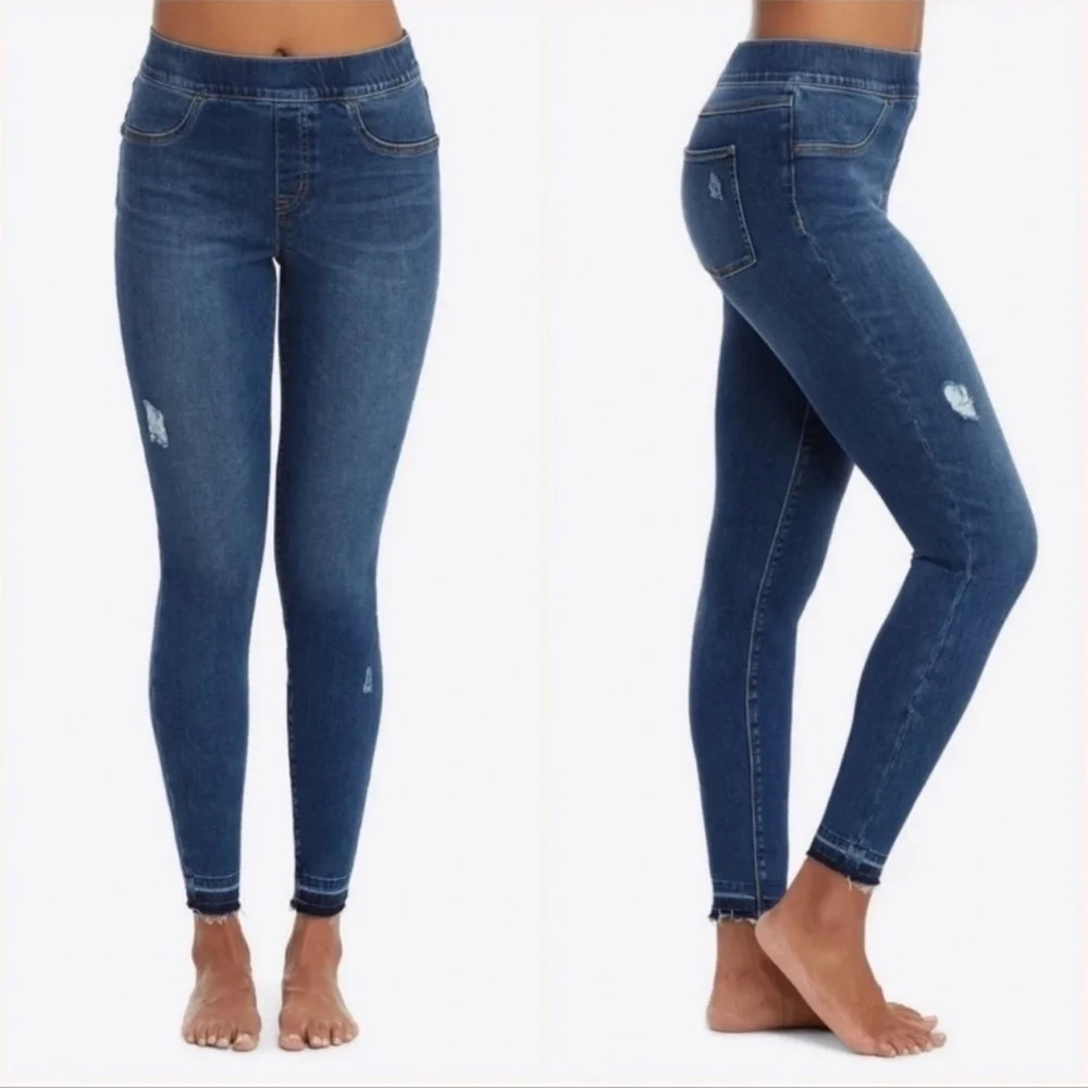 Like New - Spanx Distressed Denim Skinny Leggings - size Small